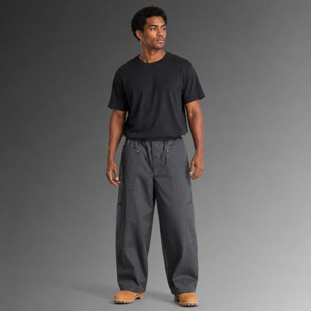 NIKE Mens New Pants Gray LARGE Loose Straight Leg Regular 100% Cotton HJ0643-060